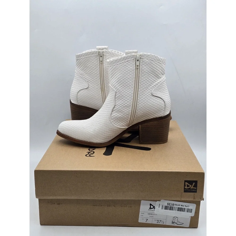 Dirty‎ Laundry Women Size 7 M Unite Snake Western Ankle Bootie White Boho Flair